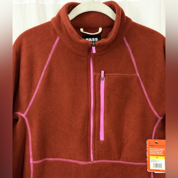 Bass Outdoor Half Zip Pull Over Fleece with Thumbholes Burnt Henna Medium NWT - Picture 3 of 9